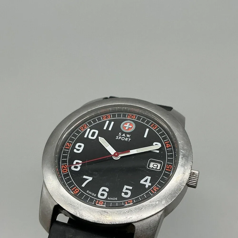 Victorinox S.A.W. Sport Mens Watch 38mm Black Dial Date Swiss Made New Battery